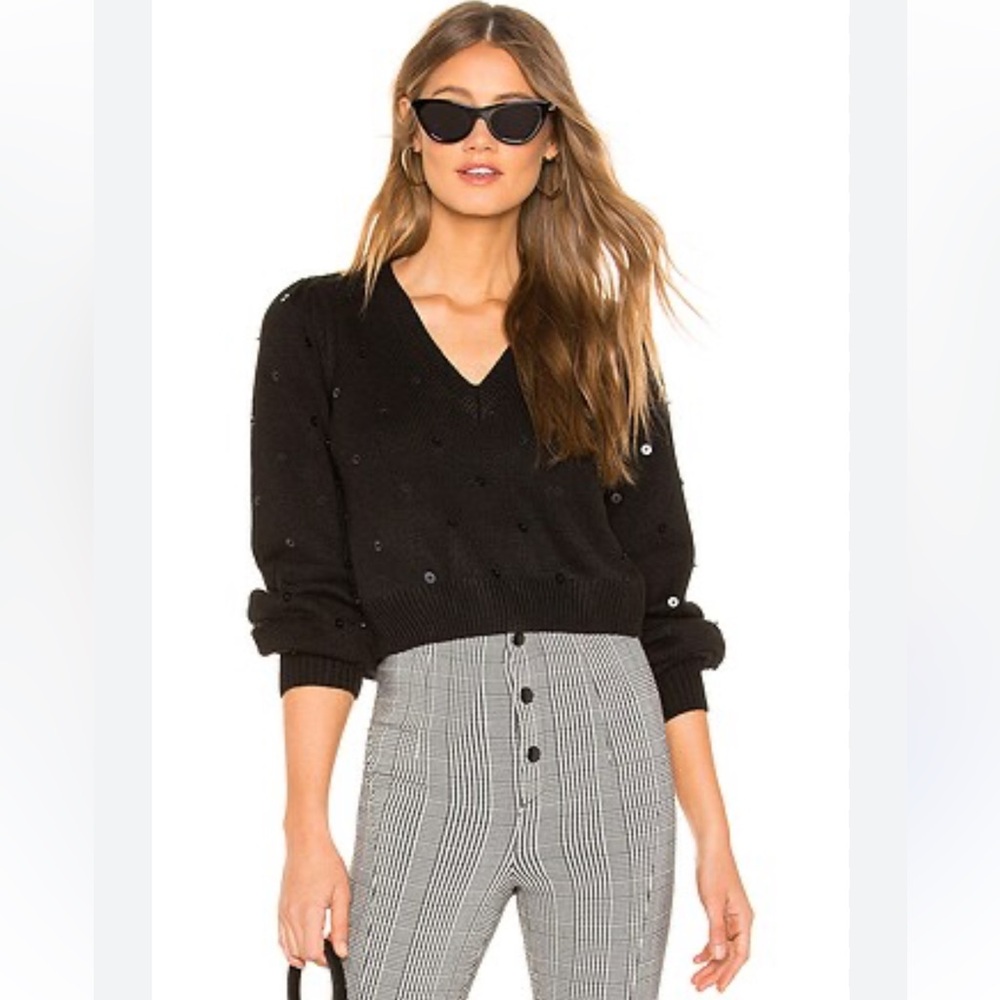 MAJORELLE Sequin Sweater in Black (XL)